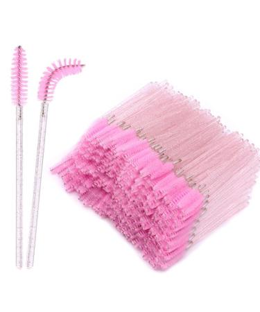 Scettar 400 pieces of disposable eyelash brush crystal eyelash eyebrows disposable eyelash brush eyelash brush disposable for mascara eyebrows false eyelashes (pink)