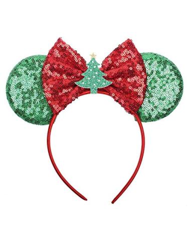 Christmas Mouse Ears Bow Headband Hair Hoop for Women Girls  Glitter Hair bands Hair Accessories Headdress for Christmas Decorations Party Supplies Hot Pink Princess Dress Up (style B)