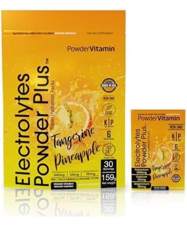 PowerVitamin Electrolytes Powder Packets - Tangerine Pineapple - Keto Electrolytes for Daily Energy - Hydration Powder with 1000mg Potassium, 120mg Magnesium, Zero Calories - 30 Hydration Packets Tangerine Pineapple 7.5 Oun  - Buy Online on GoSupps.com