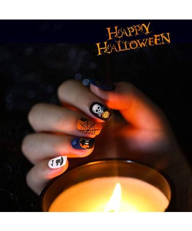 Kalolary 12 Sheets Halloween Nail Art Stickers Decals DIY Self-Adhesive Nail Sticker Decals Nail Art Tips Stencil Nail Decorations for Halloween Party Include Pumpkin/Bat/Ghost/Witch etc - Buy Online on GoSupps.com
