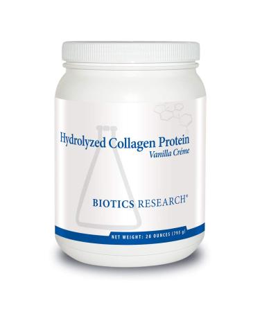 Biotics Reseach HYDROLYZED Collagen Protein Vanilla CR ME Dairy-Free Collagen Protein Powder from Bone Broth 21g Protein Non-GMO Gluten Free Easily Digested Delicious Vanilla Cr me Flavor. 28 oz