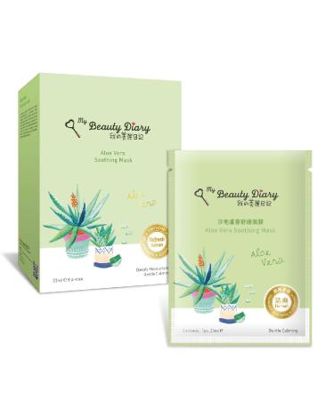 My Beauty Diary-Aloe Vera Soothing Facial Mask Hydrating and Soothing Refreshing Water Serum Face Sheet Mask for Quick Absorption and Natural Look (8 Combo Pack)