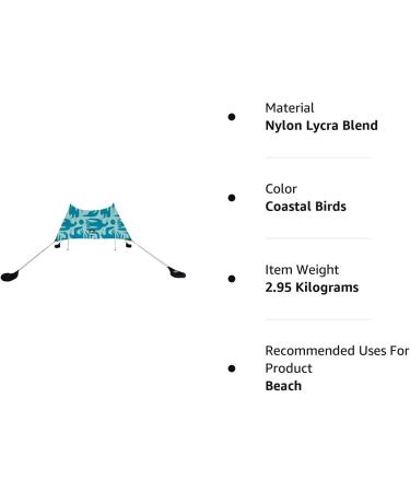 Tents Grande Beach Tent 7ft Tall 9 x 9ft Reinforced Corners and Cooler Pocket (Coastal Birds) - Buy Online on GoSupps.com