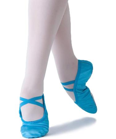 MSMAX Girls Satin Ballet Shoes for Kids - Blue, Size 11 Narrow | Performa Dance Slippers - Buy Online on GoSupps.com
