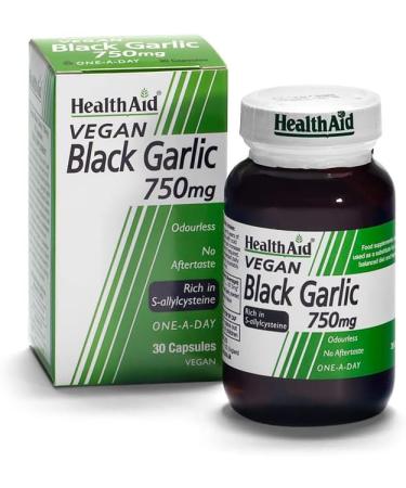 HealthAid Black Garlic 750mg - 30 Vegicaps | High Potency Supplement - Buy Online on GoSupps.com