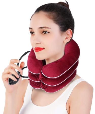 SSDDDLZEQ Luft -Blasbar Rescue Neck -Zug support cervical spine tractor tract nude tendon for relieving neck pain neck support decompression (color: rosso)