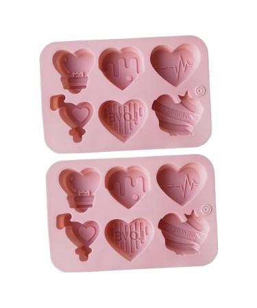 Alipis 2pcs Heart Chocolate Mold DIY Candle Mould Heart Shaped Dessert Mold Tray Mousse Pink