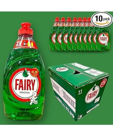 Fairy Original Washing Up Liquid Green with LiftAction | Dishes Grease Cleaner | 320ML | (Pack of 10) - Buy Online on GoSupps.com
