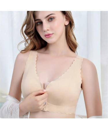 Luxrub Wireless Mastectomy Bra for Women - Front Zipper Ice Skating Bralette with Full Coverage & Pocket - XXL Skin Color - Buy Online on GoSupps.com