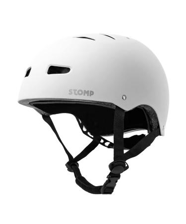 STOMP Skateboard Helmet - Removable Liners Ventilation Multi-Sport Scooter Inline Skating for Youth & Adults Medium Matte White