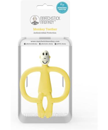 Matchstick Monkey Antimicrobial Silicone Teether & Gel Applicator - BPA Free, Easy-to-Grip, Yellow Monkey Design (3 Months+) - Buy Online on GoSupps.com
