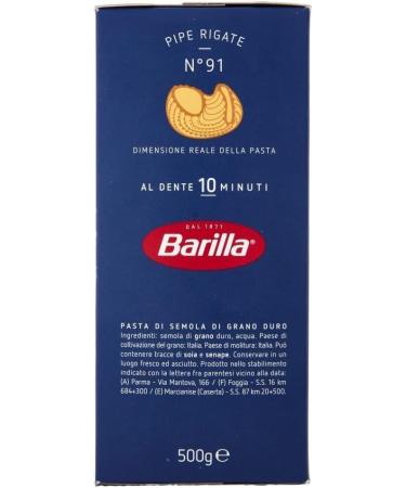  Italian Gourmet E.R. Barilla Pipe Rigate No. 91 Pack of 10 100% Italian pasta 500g + Italian gourmet Polpa 400g - Buy Online on GoSupps.com