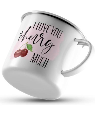 JUNIWORDS Enamel Mug - I Love You Cherry Much | Silver Rim | Perfect Gift for Loved Ones - Buy Online on GoSupps.com