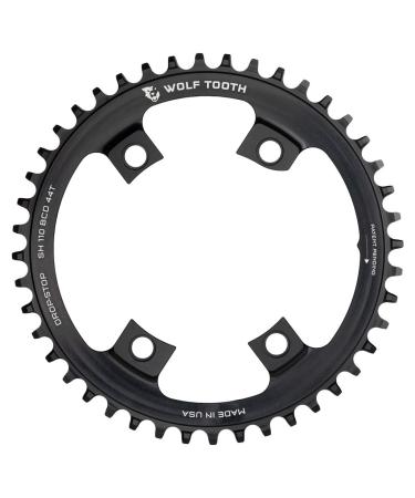 Wolf Tooth Drop-Stop Chainrings for Assymetric 4x110mm BCD for Shimano Road Cranksets (Black, 48t)