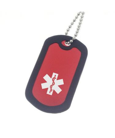 Diabetes-On Insulin Medical Id Dog Tag Necklace (Red)