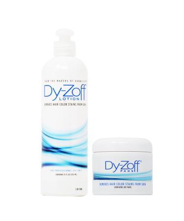 King Research Dy-Zoff Lotion 12oz + Pads Removes Hair Color Stains 80 pads