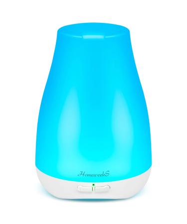 Homeweeks Diffusers, 100ml Colorful Essential Oil Diffuser with Adjustable Mist Mode,Auto Off Aroma Diffuser for Bedroom/Office/Trip (100 ML 1 Pack) Basic White