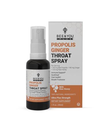 BEE and You Kids Daily Throat Spray - Natural Immune Support Antioxidants & Sore Throat Relief - Elderberry Vitamin C Propolis Raw Honey- 1 fl. Oz (Propolis Spray Adult) (Ginger Adult)