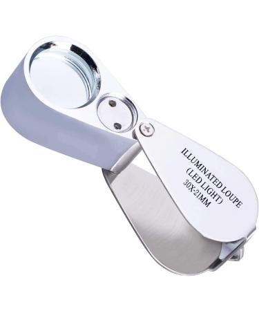 Pineapple 30X Jewelers Loupe Magnifier with Light | Foldable Pocket Magnifying Glass for Jewelry, Gems, Diamonds, Plants, Coins | Metal Frame - Buy Online on GoSupps.com
