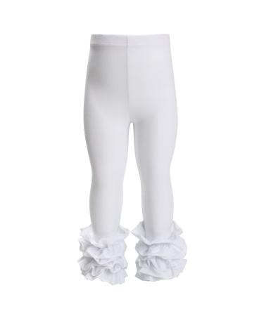 HOOLCHEAN Baby Toddler and Little Girls Cotton Ruffle Leggings 3-4 Years Slim White