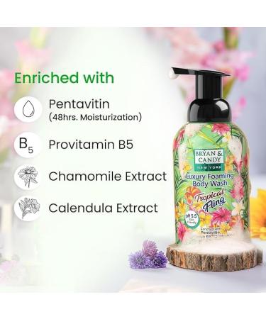 Luxury Foaming Body Wash - Tropical Fling | Pentavitin Pro Vit B5 Argan Oil pH 5.5 | All Skin Types | 400ml - International Shipping Available - Buy Online on GoSupps.com