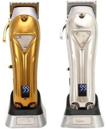 Hair Clippers for Men - High Power Full Metal Body Electric Hair Clipper with Digital Display & Base Charging - Gold Color - Buy Online on GoSupps.com