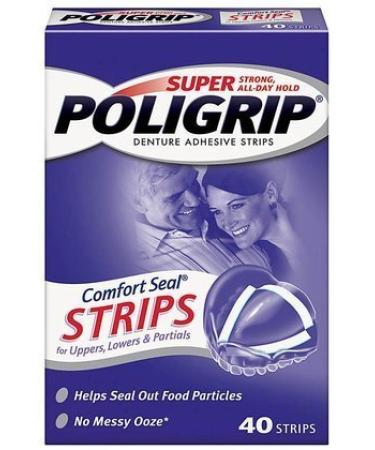 Super Poligrip Denture Adhesive Comfort Seal Strips-40 ct (Pack of 3)