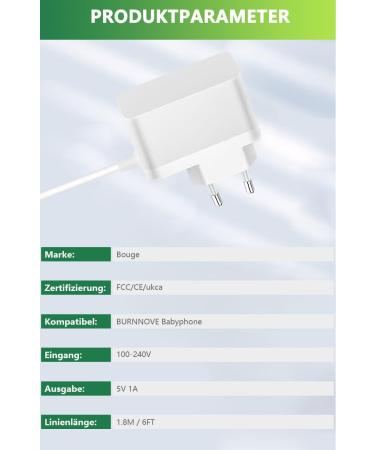 5V Baby Monitor Charger - Bouge Power Supply for BURNNOVE Camera | White Replacement Cable - Fast Global Shipping - Buy Online on GoSupps.com