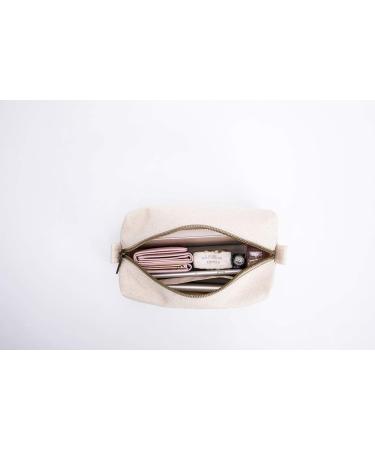 Yonben Small Canvas Makeup Bag - Portable Water-Resistant Toiletry Pouch for Women - Beige - Buy Online on GoSupps.com
