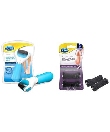 Scholl Expert Care silky soft feet electrical corneal remover quickly and effortlessly (with marine minerals role for precise results) & expertcare replacement rolls for the heel - 2 roles