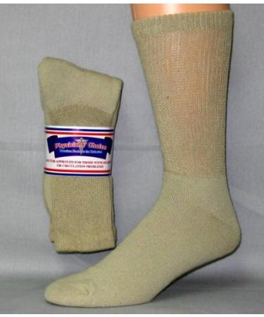 12 Pairs Physicians Choice Diabetic Socks 10-13 Khaki