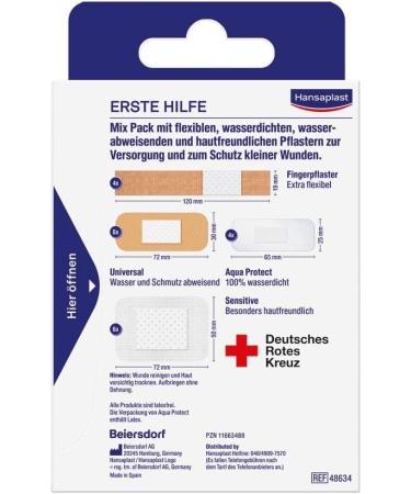 Hansaplast First Aid Plaster Mix - 20 Strips with Bacteria Shield | Ideal for On-the-Go Wound Care - Buy Online on GoSupps.com