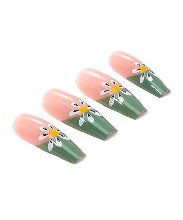 Brishow 24pcs Artificial Press-on Nails with Flower Designs | Sparkle Ballerina Acrylic False Nails for Women & Girls - International Shipping Available - Buy Online on GoSupps.com