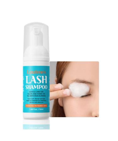 Louimes Eyelash Shampoo 1.69Fl oz Korean Eye Care Professional Foaming Cleanser Alcohol Free No paraben pH6 Salon & Home Use Makeup Cleansing Foams