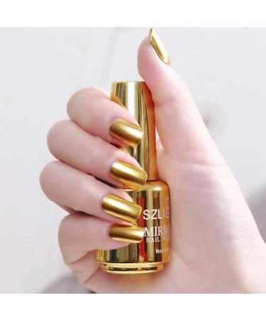 18ml Metallic Nail Polish Mirror Nail Polish Varnishes Metal Mirror Nail -Polish Silver Nail- Polish Metallic Mirror Glitter Nail Gold