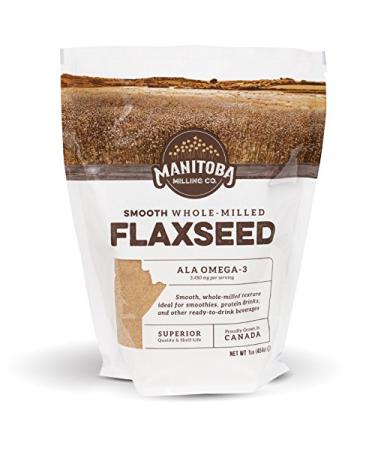 Smooth, Whole Milled Flaxseed by Manitoba Milling Co. - One Pound Bag | Ground Flaxseed Fiber with Protein, Omega 3 | Gluten Free, Non-GMO Gourmet Milled Flaxseed for Muffins, Yogurt, Smoothies 1 Pound (Pack of 1)