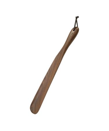 Ruosuruosu Wood Shoe Horn Long Handle with Leather Lanyard 15" Long Shoe Horn for Seniors Men Women Kids Travel Shoe Lifter walnut Medium