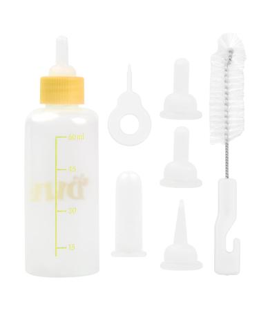 Breeding bottle puppy dogs milk bottle PET 60ml and 150ml silicone small baby bottle set for cat feeding tool with replacement mini nipple for pets (small yellow)