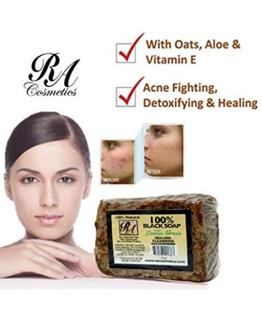 RA Cosmetics 100% Black Soap with Lemon Grass - Natural Skin Care 5 oz | Buy Internationally - Buy Online on GoSupps.com