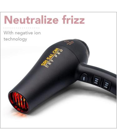 SRI Salon Dry Pro Infrared Light 1875W Blow Dryer with Negative Ions for Reduced Frizz & Max Shine - Fast-Drying, Free Attachments Included - Buy Online on GoSupps.com