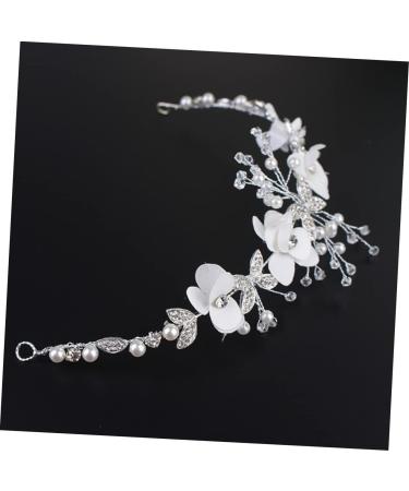 FRCOLOR Floral Headband Bride Headpieces for Wedding Bridal Hair Accessories Wedding Headband Bridesmaid Hair Accessories Rhinestone Headdress Women Headdress for Wedding Tiara White - Buy Online on GoSupps.com