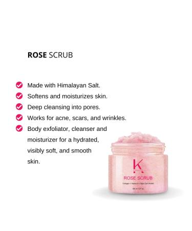 Keralove Body Scrub with Collagen and Stem Cells 12 oz - Exfoliating Himalayan Salt Scrub for Cellulite - Deep Cleansing for Acne Scars Wrinkles - Moisturizes Skin Rose 12 Ounce (Pack of 1) - Buy Online on GoSupps.com