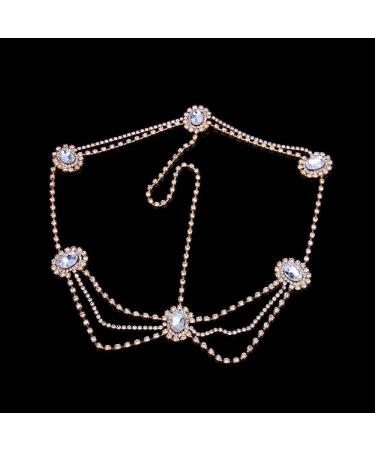 Bridal Boho Head Chain Vintage Gothic Gold Head Chain Rhinestone Layered Tassel Hair Jewellery Headband Festival Wedding Headpieces Headdress Hair Chain Jewelry Hair Accessories for Women and Girls - Buy Online on GoSupps.com