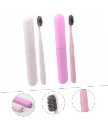 HOMSFOU 2pcs Wooden Toothbrush Set - Eco-Friendly Travel Toothbrush & Toothpaste Assorted Colors - Buy Online on GoSupps.com
