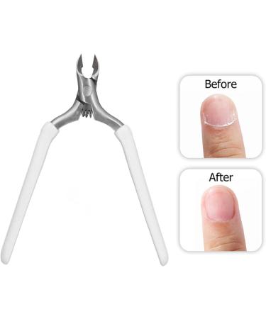 Nail Clippers Cuticle Trimmer Ergonomic Stainless Steel Cuticle Trimmer Professional Dead Skin Remover with Nail Protective Cover for Home (White) - Buy Online on GoSupps.com