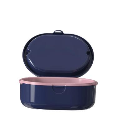 Perfeclan storage box for dentures with practical sieve basket holder blue