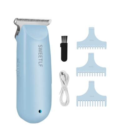 SWEETLF Hair Clippers, Silent Cordless Hair Trimmer, Mini Hair Cutting Kit with 3 Guide Combs, Portable & USB Rechargeable Haircut Clippers for Men Women Kids (Blue)