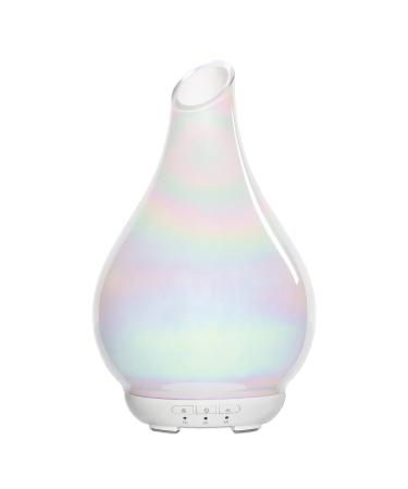 Essential Oil Diffuser, Glass Aroma Diffuser, Cool Mist Humidifier Aromatherapy Diffusers with Color Night Light Quiet Diffuse Aroma for Home Office (Pearl White)
