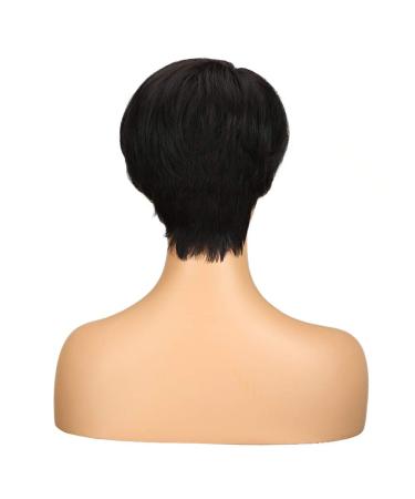 D but Short Pixie Wig for Women | Brazilian Virgin Hair 9 Inch 1B Black | Real Hair Wig 63g 22.86 cm - Buy Online on GoSupps.com