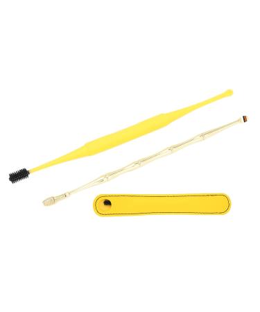 Ear Cleaner Set - 2 Pcs Metal Ear Cleaning Tools with Storage Bag and Brush (Yellow) - Buy Online on GoSupps.com
